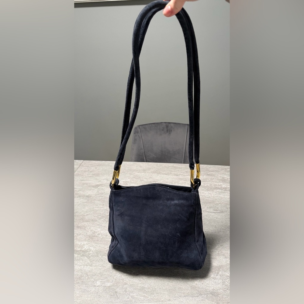 Vintage Y2K Vanessa shoulder purse suede material with gold details